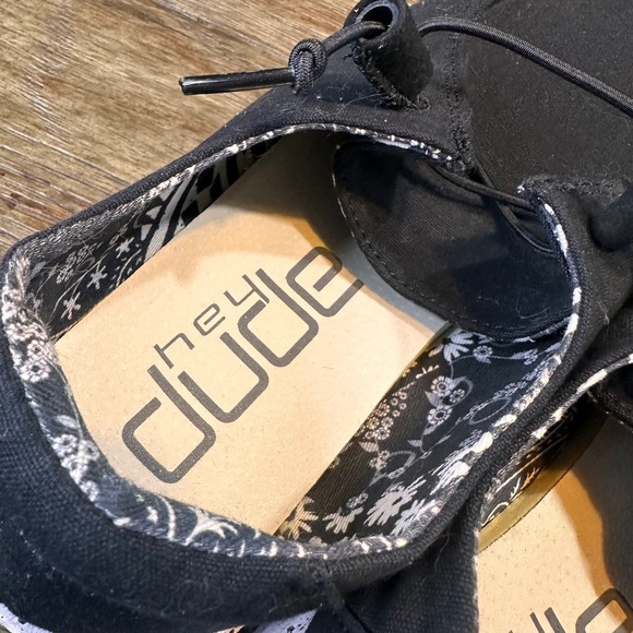 Hey Dude Wendy Black Odyssey Shoes Womens Size 8 Canvas Slip On Casual Sneakers - Picture 6 of 9